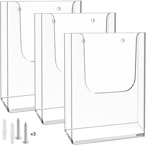 image:imageKTRIO Brochure Holder 85 x 11 Wall Mounted Magazine Flyer Holder 3 Pack  Clear Acrylic Fits 85 Wide Brochures Display Pamphlets Literature for Office School Retail Exhibitions Includes Screws85 x 11  3 Pack