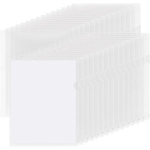 image:imageKTRIO Clear Document Folders Project Pockets for 85x11 Paper 100 Pack  HeavyDuty Clear Project Pockets Transparent Letter Size Paper Sleeves LShaped Thumb Notch Design AcidFree Poly Plastic48