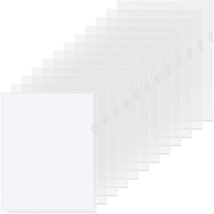 image:imageKTRIO Clear Document Folders Project Pockets for 85x11 Paper 100 Pack  HeavyDuty Clear Project Pockets Transparent Letter Size Paper Sleeves LShaped Thumb Notch Design AcidFree Poly Plastic12