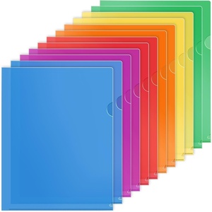 image:imageKTRIO Clear Plastic Folders Project Pockets for 85x11 Document 35 Pack  HeavyDuty Paper Sleeves in 5 Soft Colors Fits Letter Size Not A4 LShaped Design with Thumb Notch for Easy Access6 Bright Colors