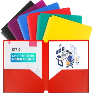 image:imageKTRIO Pocket Folders 6 Pack Plastic Folders with Pockets Colored Heavy Duty 2 Pocket File Folders Letter Size Poly Folders Plastic Pocket Folder for School Office